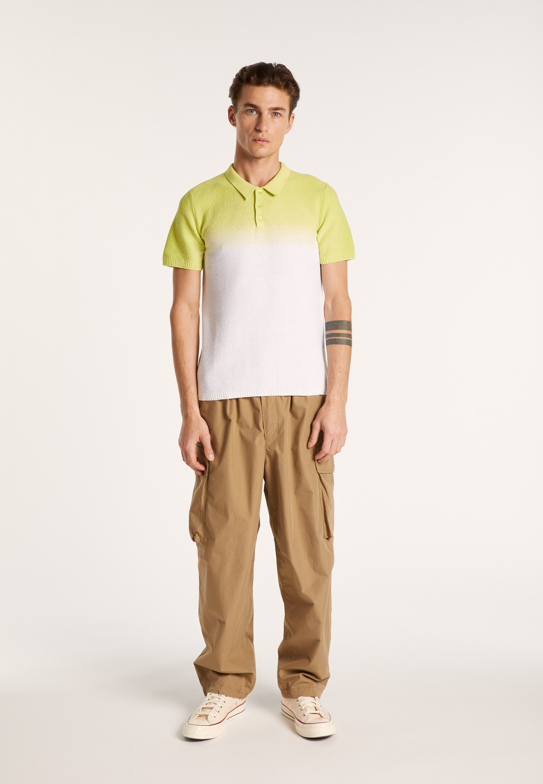 Linen and cotton polo top