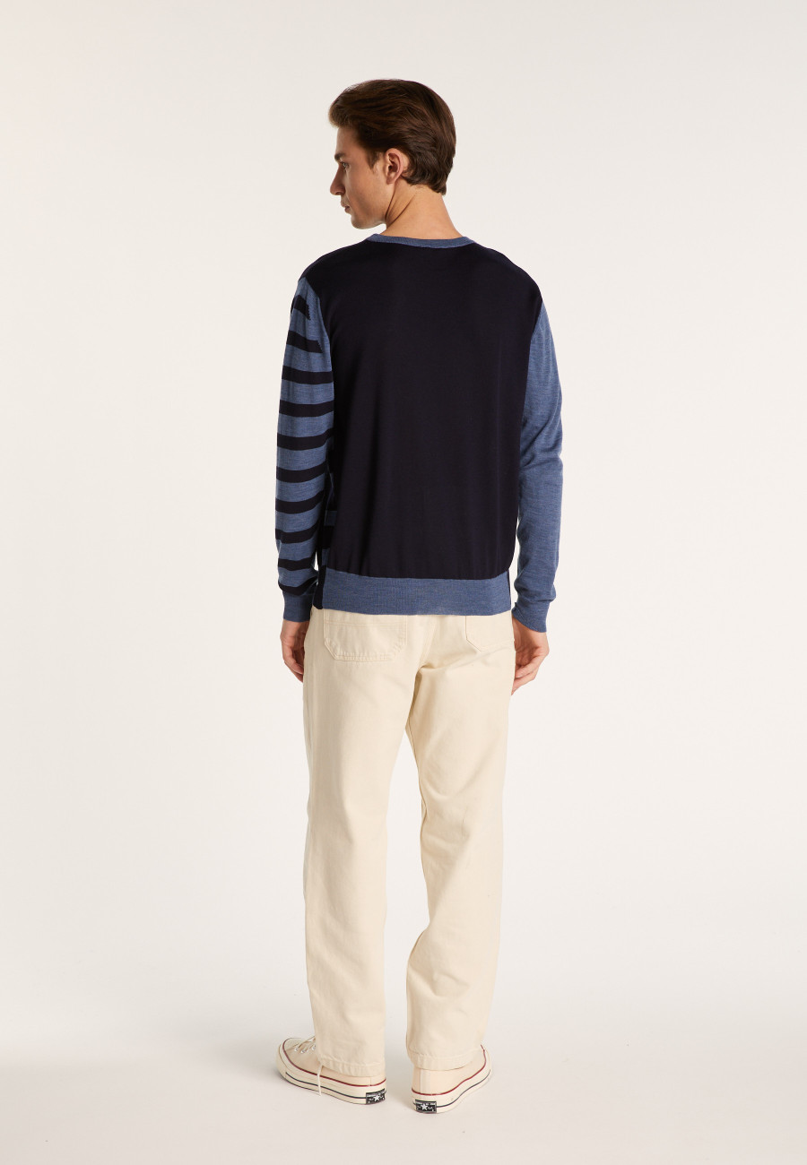 Two-tone striped wool sweater - LEO