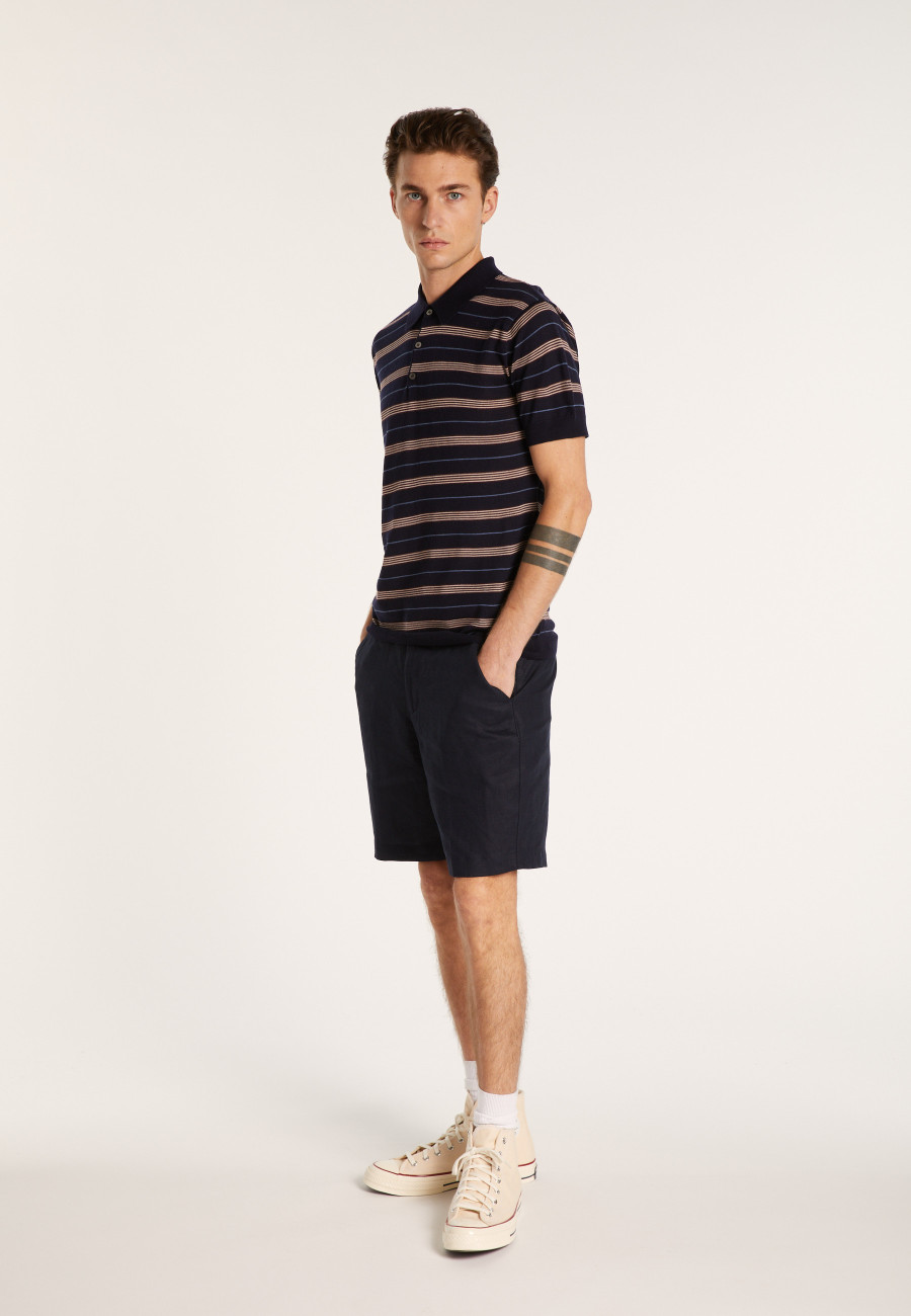 Short-sleeved striped wool polo shirt - Lary