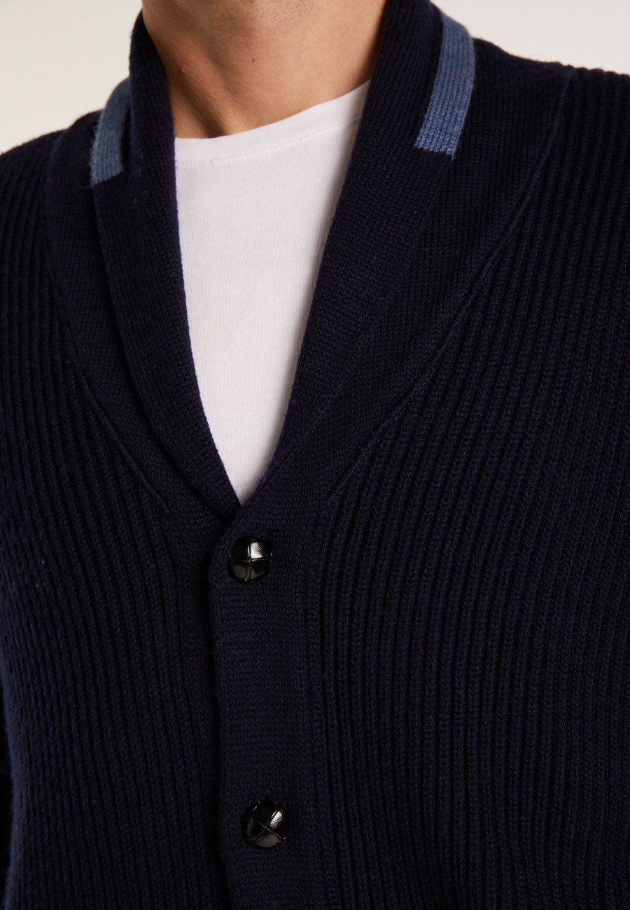 Two-tone buttoned wool cardigan - Loveo