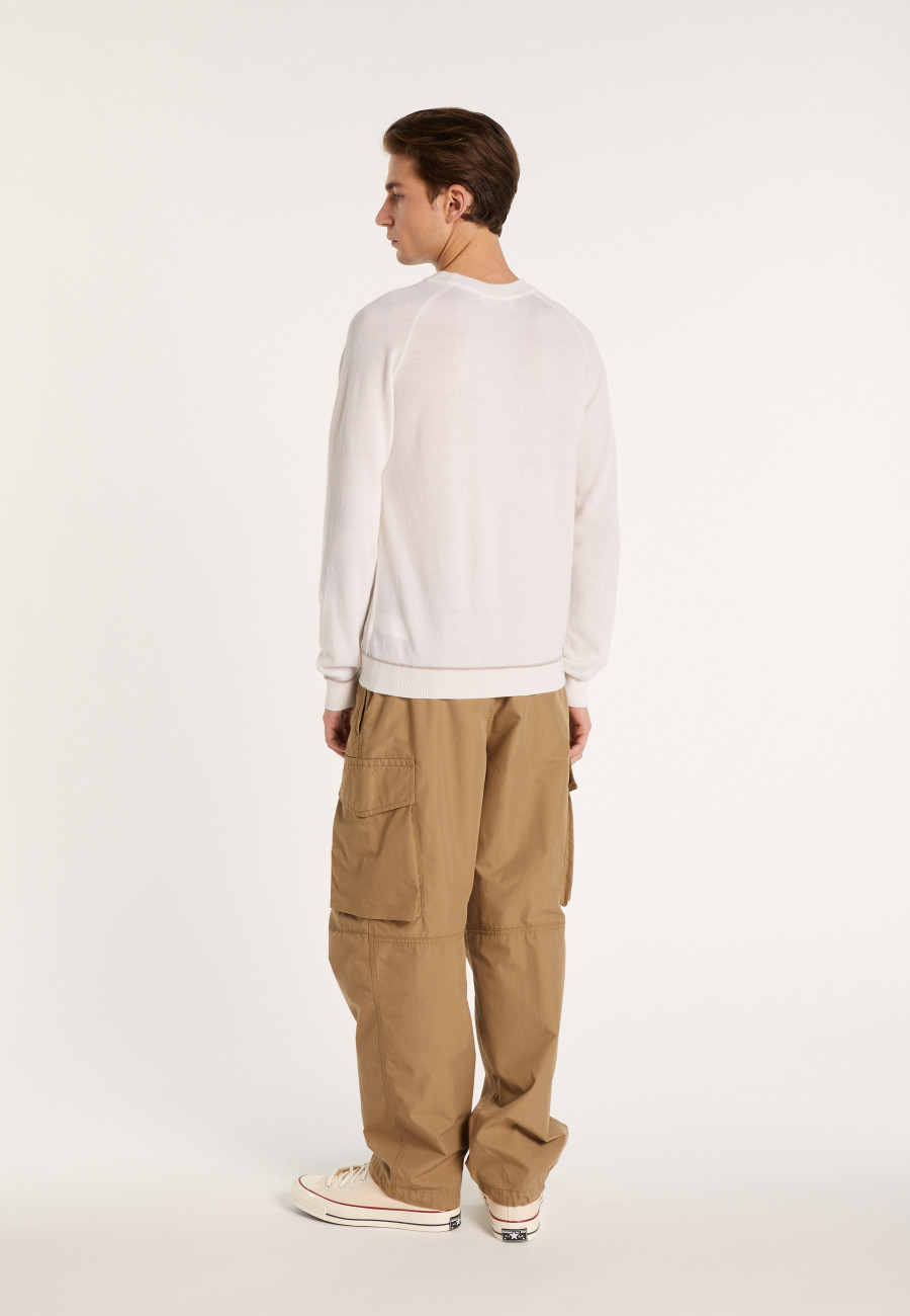 Two-tone round neck sweater in light cashmere - Percy