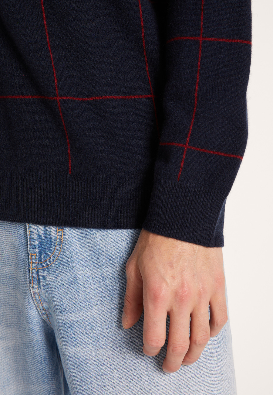 Checkered cashmere V-neck sweater - Arthur