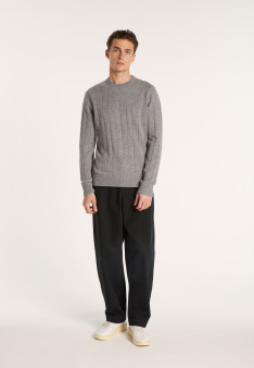 Round-neck cashmere sweater in checkered mesh - Alexis