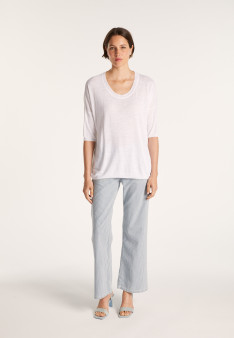 Loose round-neck t-shirt in two-tone slub linen - Mairena bis