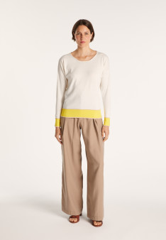 Round-neck tricolor cotton sweater - Nelda