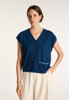 Cashmere Linen V-neck T-shirt - Meg