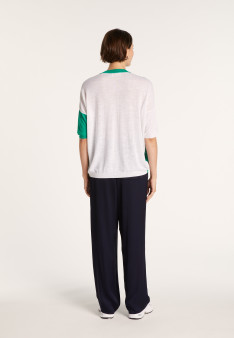 Loose round-neck t-shirt in two-tone slub linen - Mairena bis