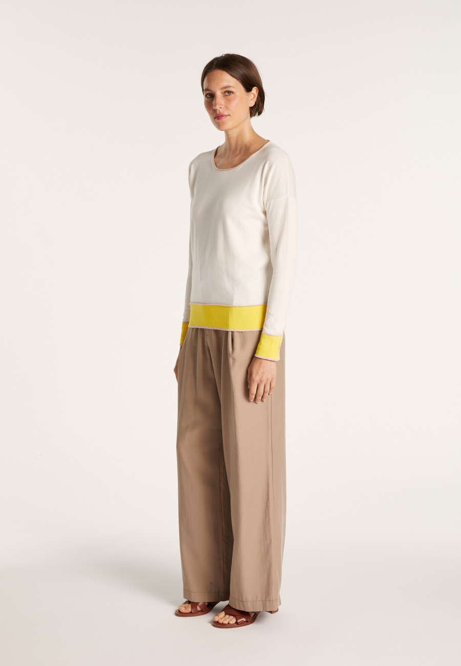 Round-neck tricolor cotton sweater - Nelda