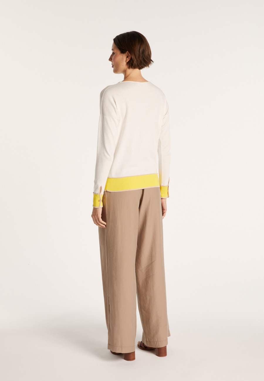 Round-neck tricolor cotton sweater - Nelda