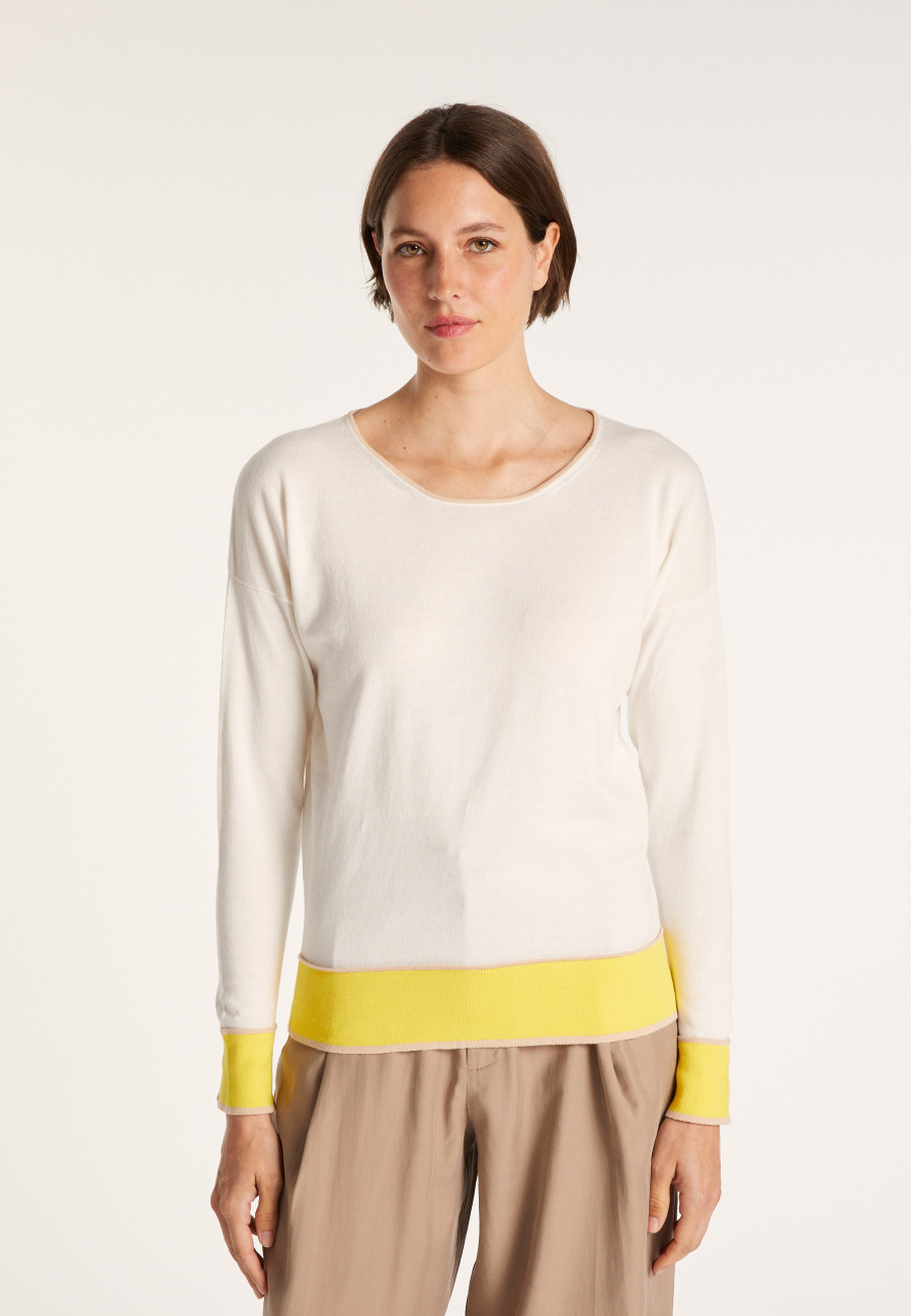 Round-neck tricolor cotton sweater - Nelda