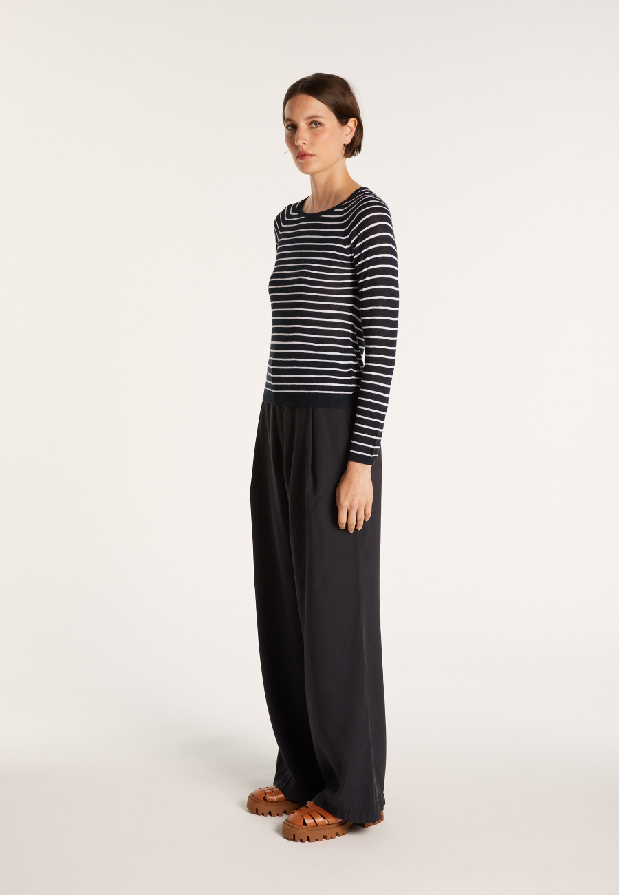 Two-tone slub linen sweater - Nadege