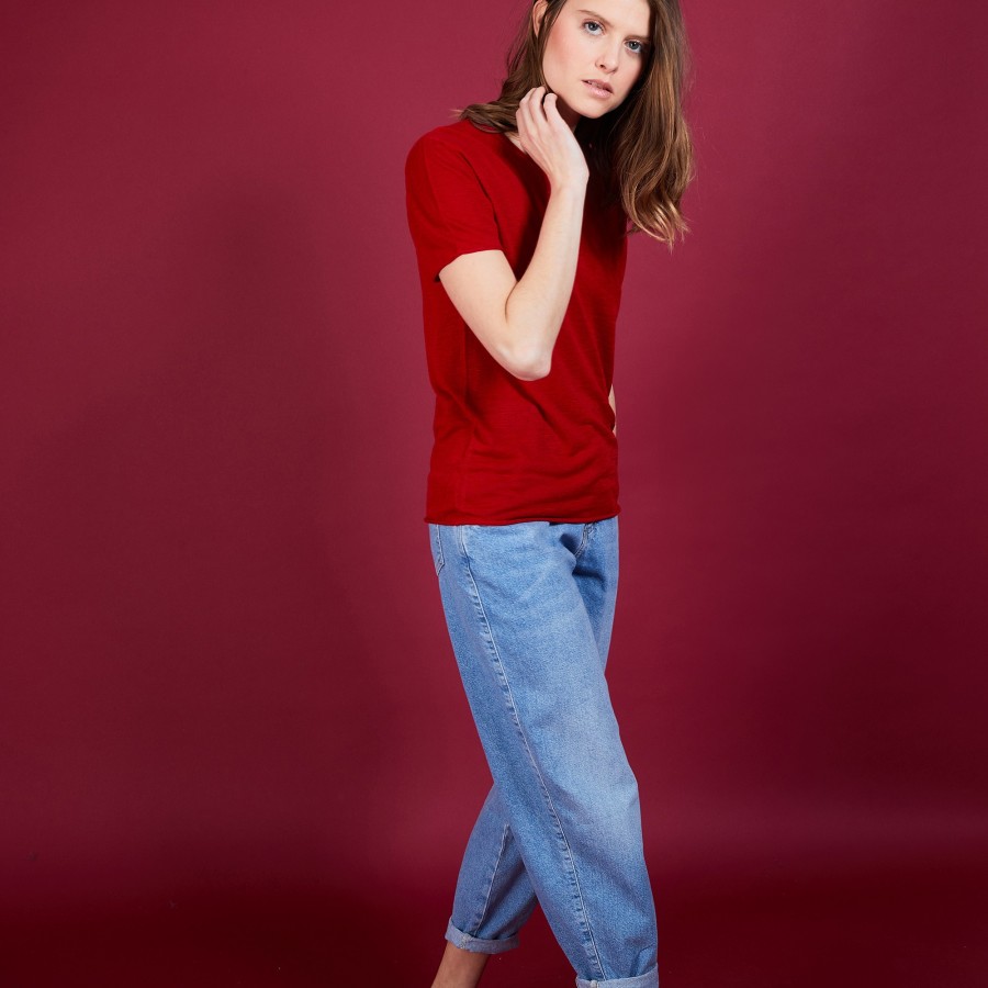 Flamed linen round neck T-shirt - Bang
