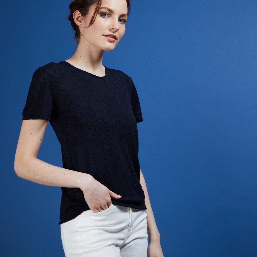 Flamed linen round neck T-shirt - Bang