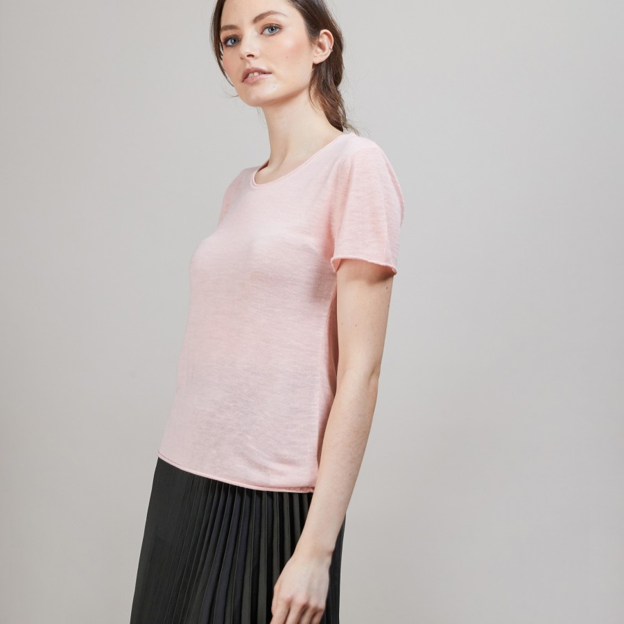 Flamed linen round neck T-shirt - Bang