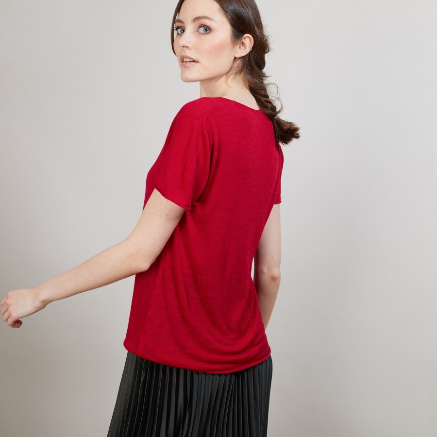 Flamed linen round neck T-shirt - Bang
