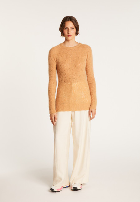 Long hemstitched jumper made of mohair - Emelin