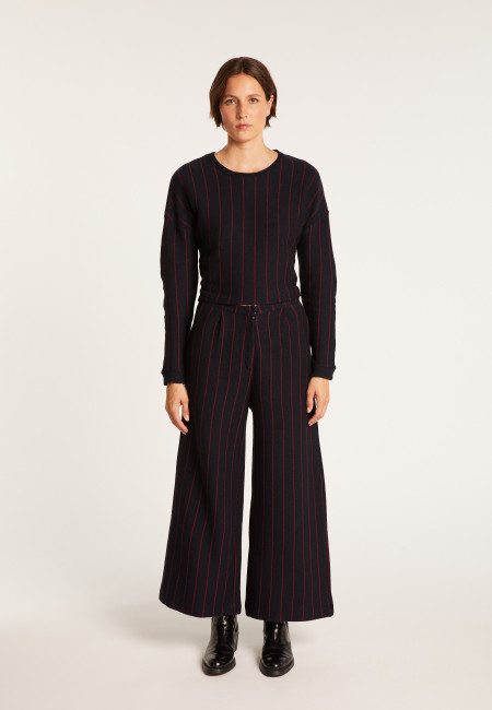 Wool and cotton trousers with tennis stripes - Lydie
