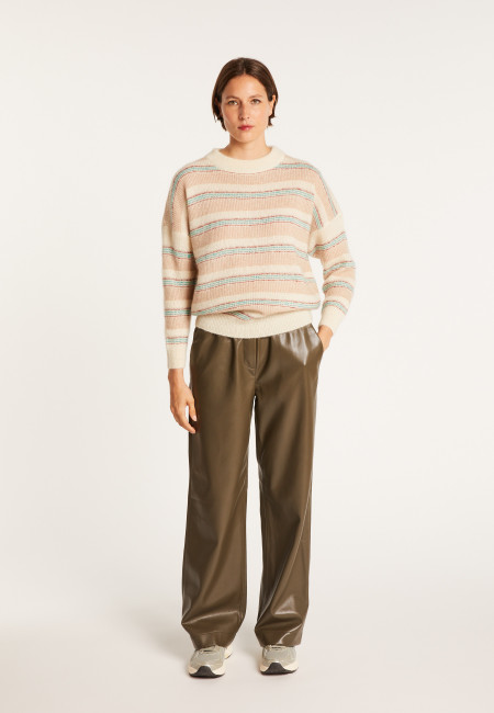 Round-neck striped mohair sweater - Charly
