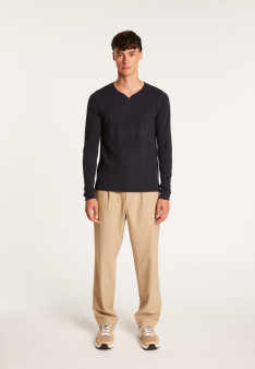 Cashmere jumper with grandad neckline - Henry