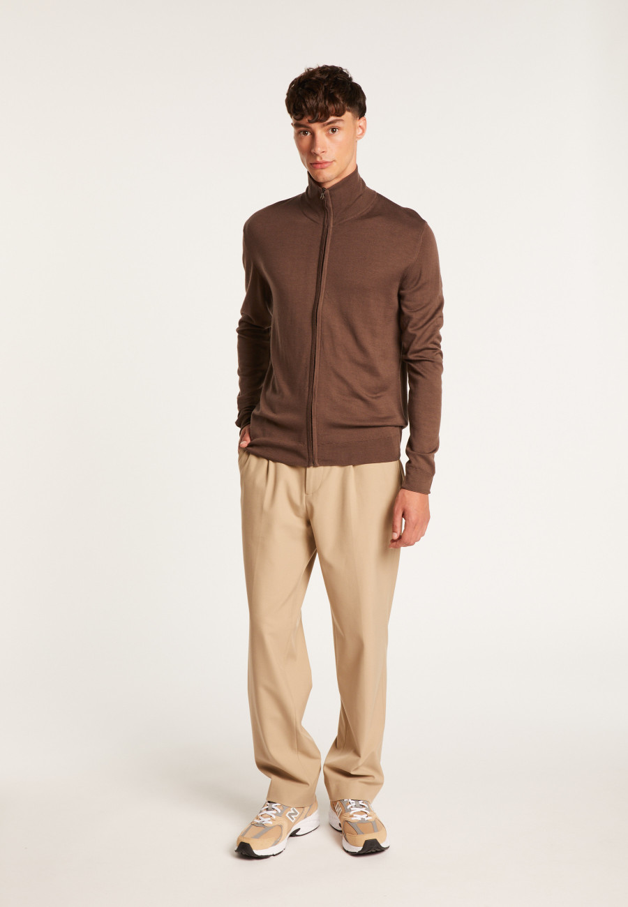 Zipped merino wool cardigan - Estian