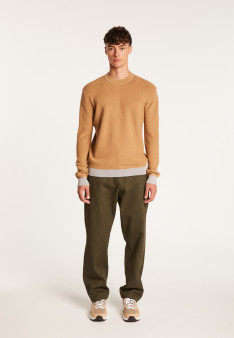 Two-tone round-neck merino wool sweater - Adrien