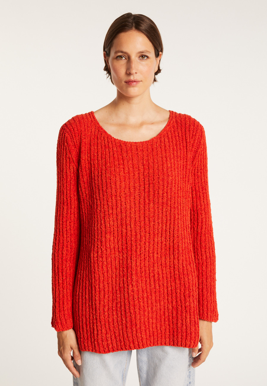 Jumper with slits in silk and wool velour - Bonnou