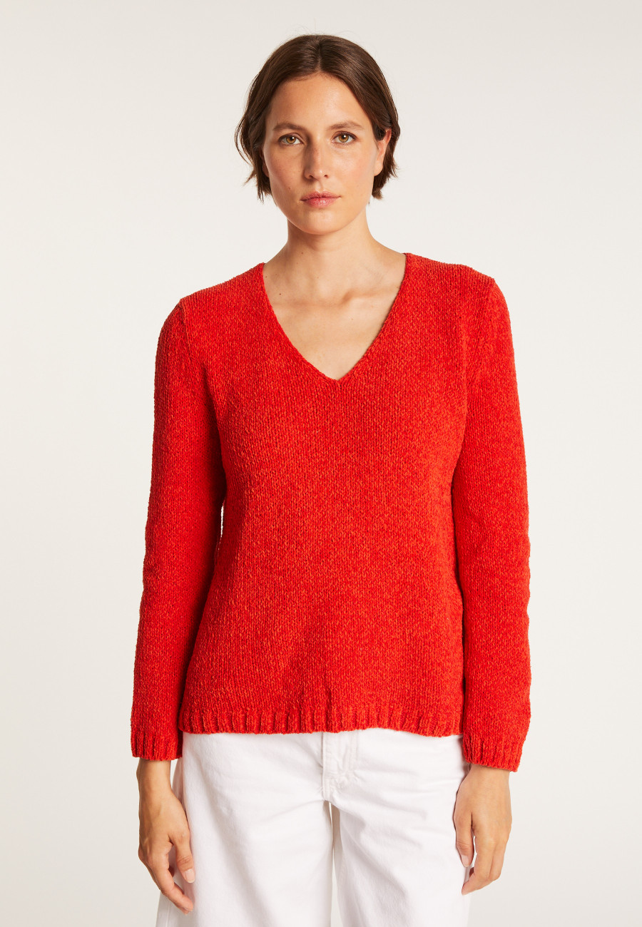 Pull col V en soie & laine velours - Bobby