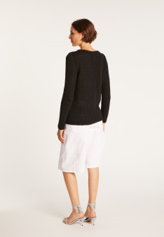 BENJI. PULL COL ROND LAINE ET COTON