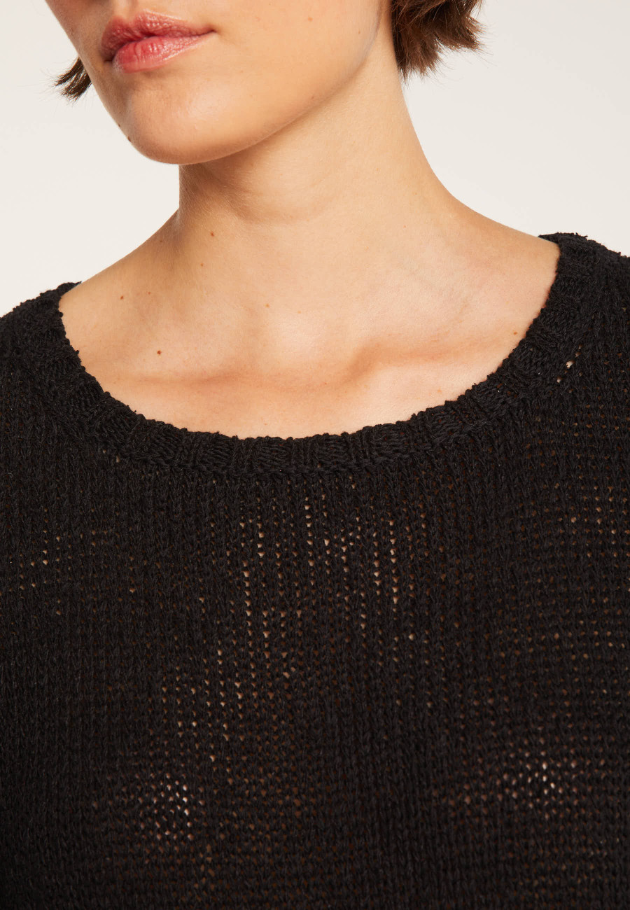 Cotton and wool silk round neck sweater - Benji
