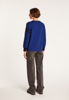 Two-tone wool sweater with slits - Glee