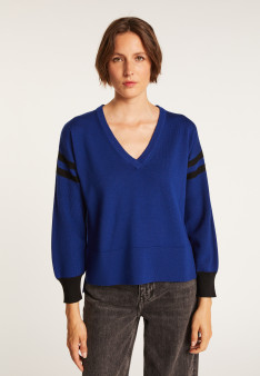 Two-tone wool sweater with slits - Glee