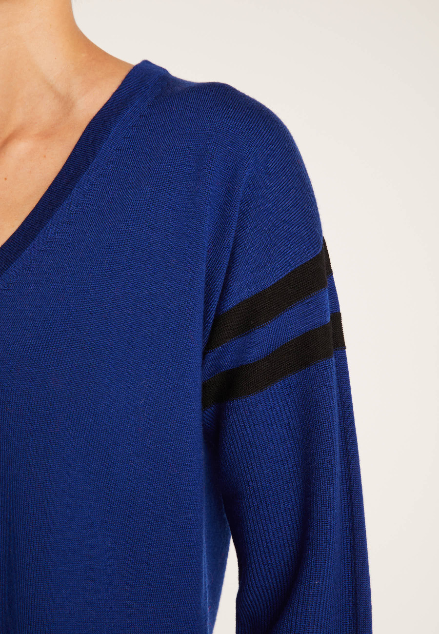 Two-tone wool sweater with slits - Glee