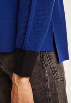 Two-tone wool sweater with slits - Glee