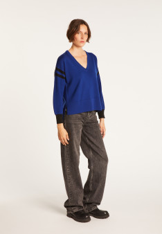 Two-tone wool sweater with slits - Glee