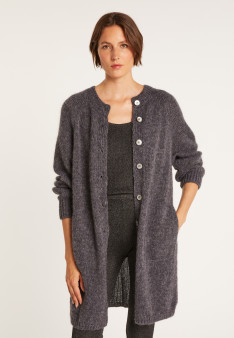 Long 2-pocket mohair cardigan - Gaya