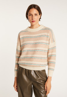 Round-neck striped mohair sweater - Charlie