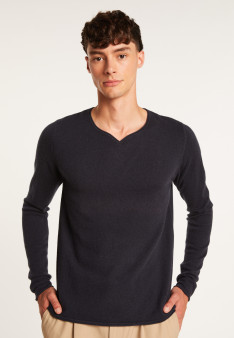 Cashmere jumper with grandad neckline - Henry