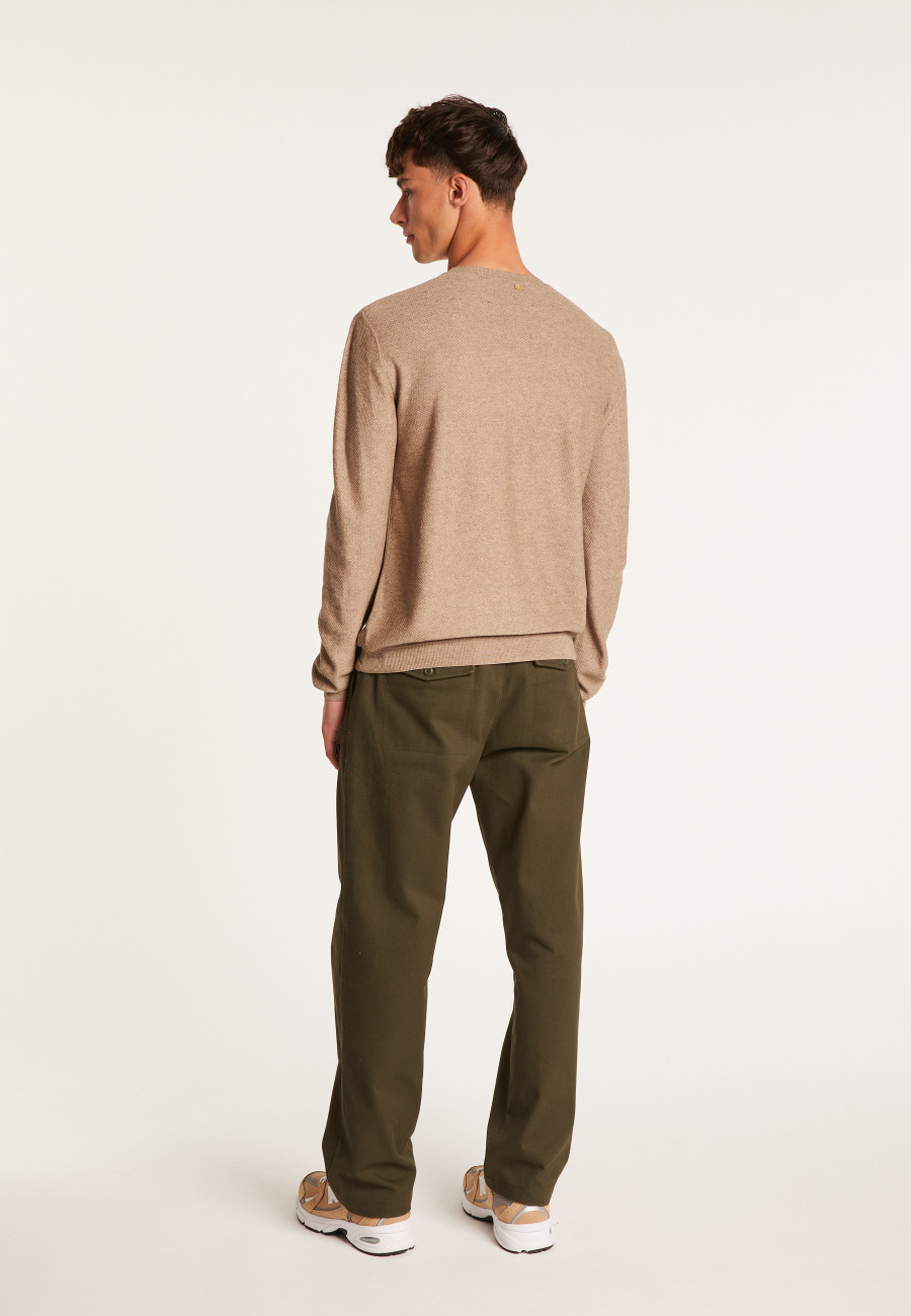 Cotton and cashmere crew neck jumper - Hizoka