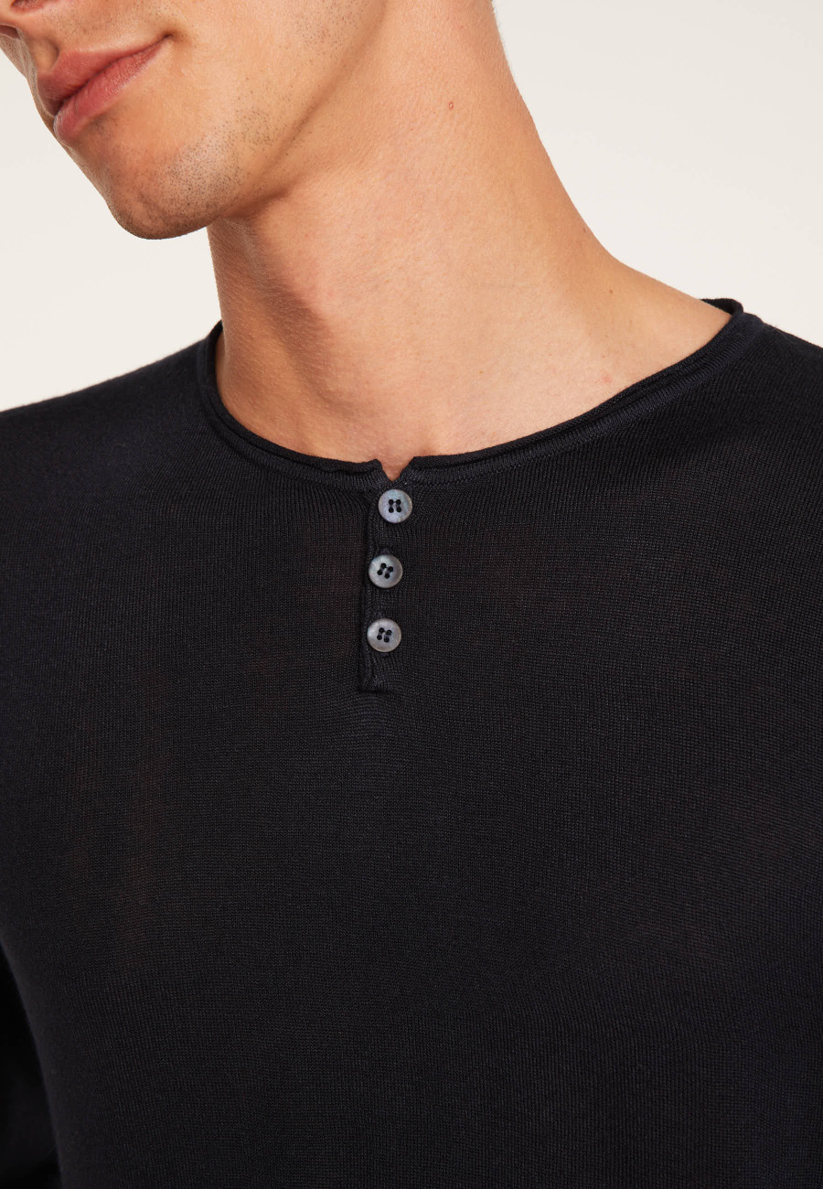 Cotton and cashmere Henley jumper - Honura