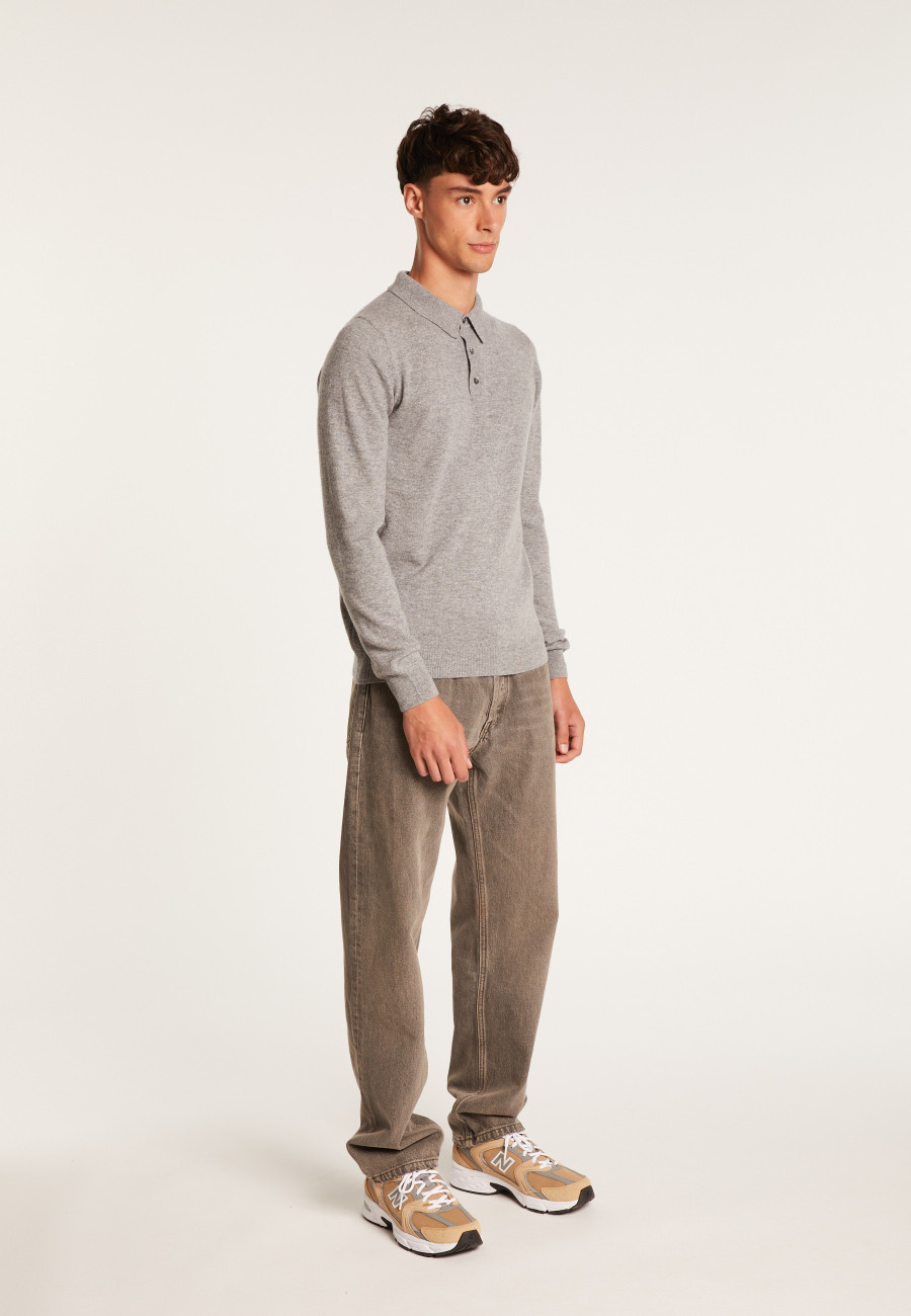 long-sleeved polo shirt in 100% cashmere-BILLY