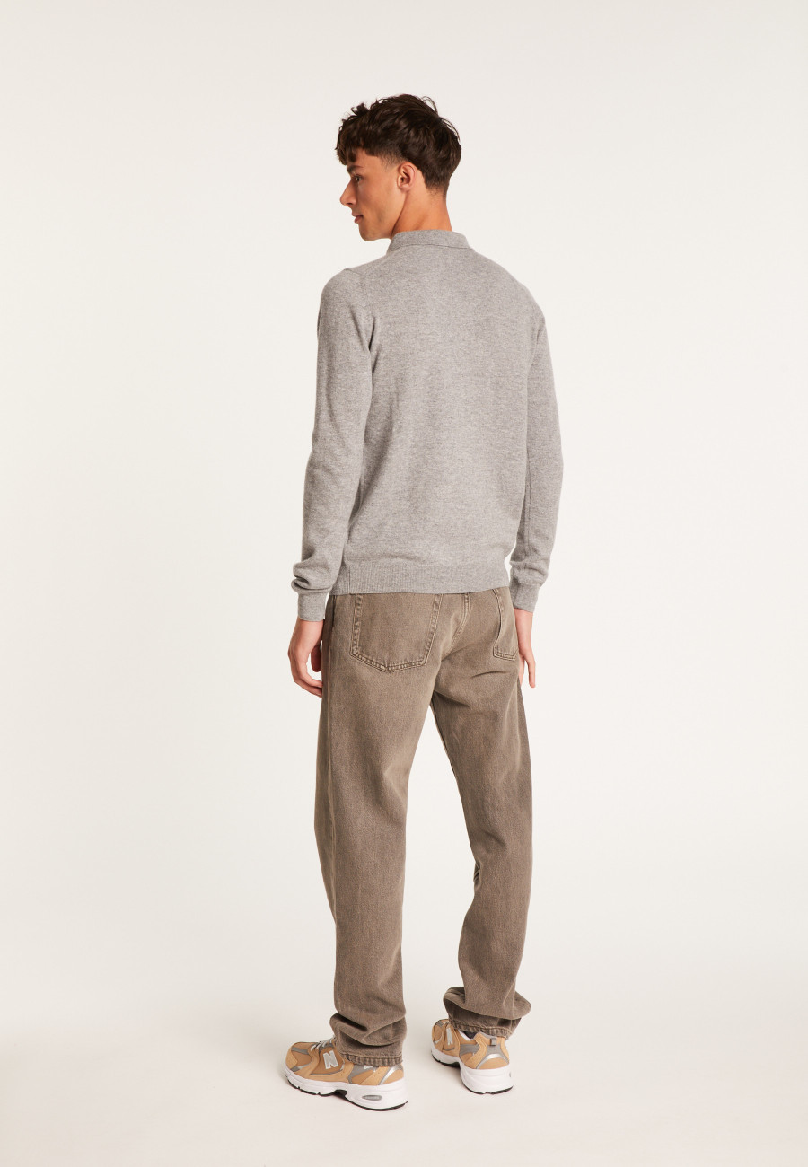 long-sleeved polo shirt in 100% cashmere-BILLY