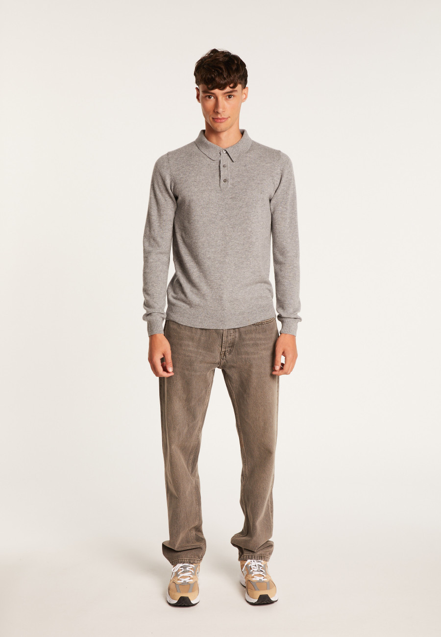 long-sleeved polo shirt in 100% cashmere-BILLY