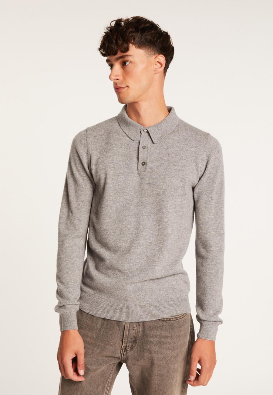 long-sleeved polo shirt in 100% cashmere-BILLY