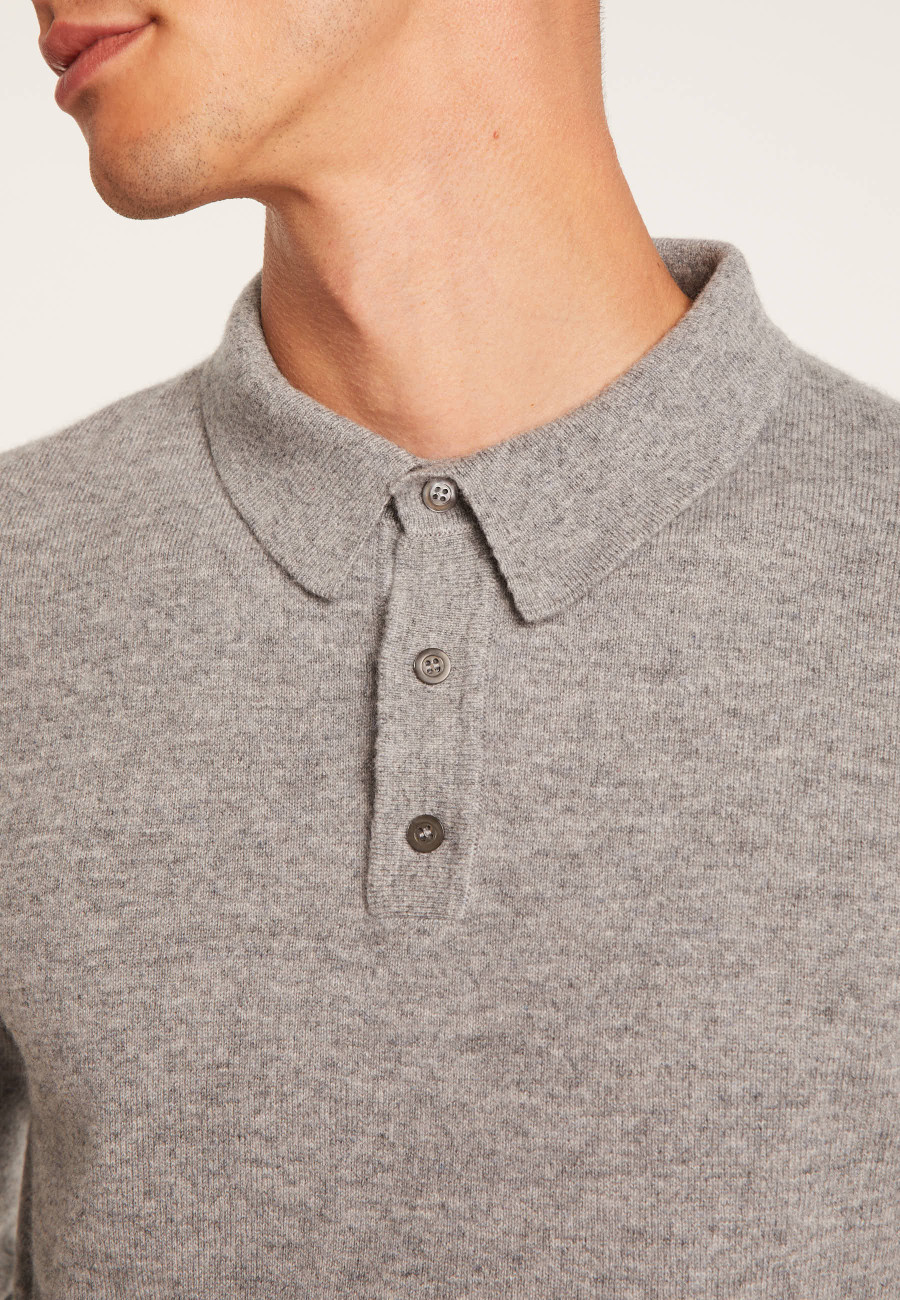 long-sleeved polo shirt in 100% cashmere-BILLY