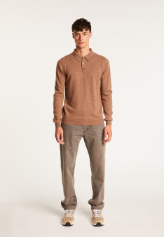 long-sleeved polo shirt in 100% cashmere-BILLY