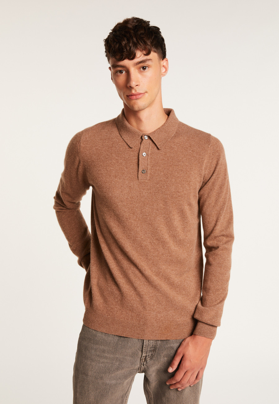 long-sleeved polo shirt in 100% cashmere-BILLY