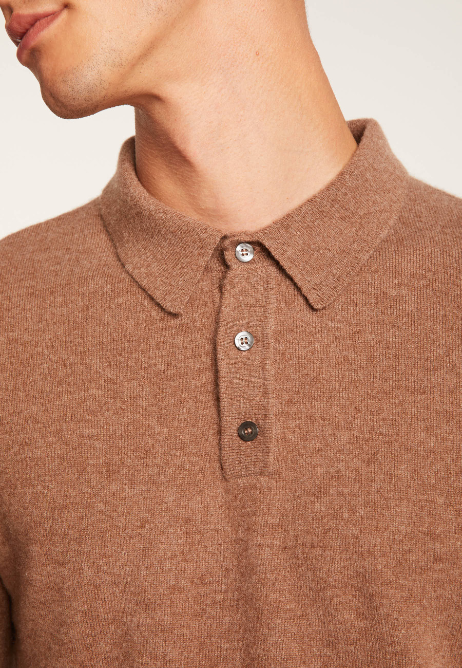 long-sleeved polo shirt in 100% cashmere-BILLY