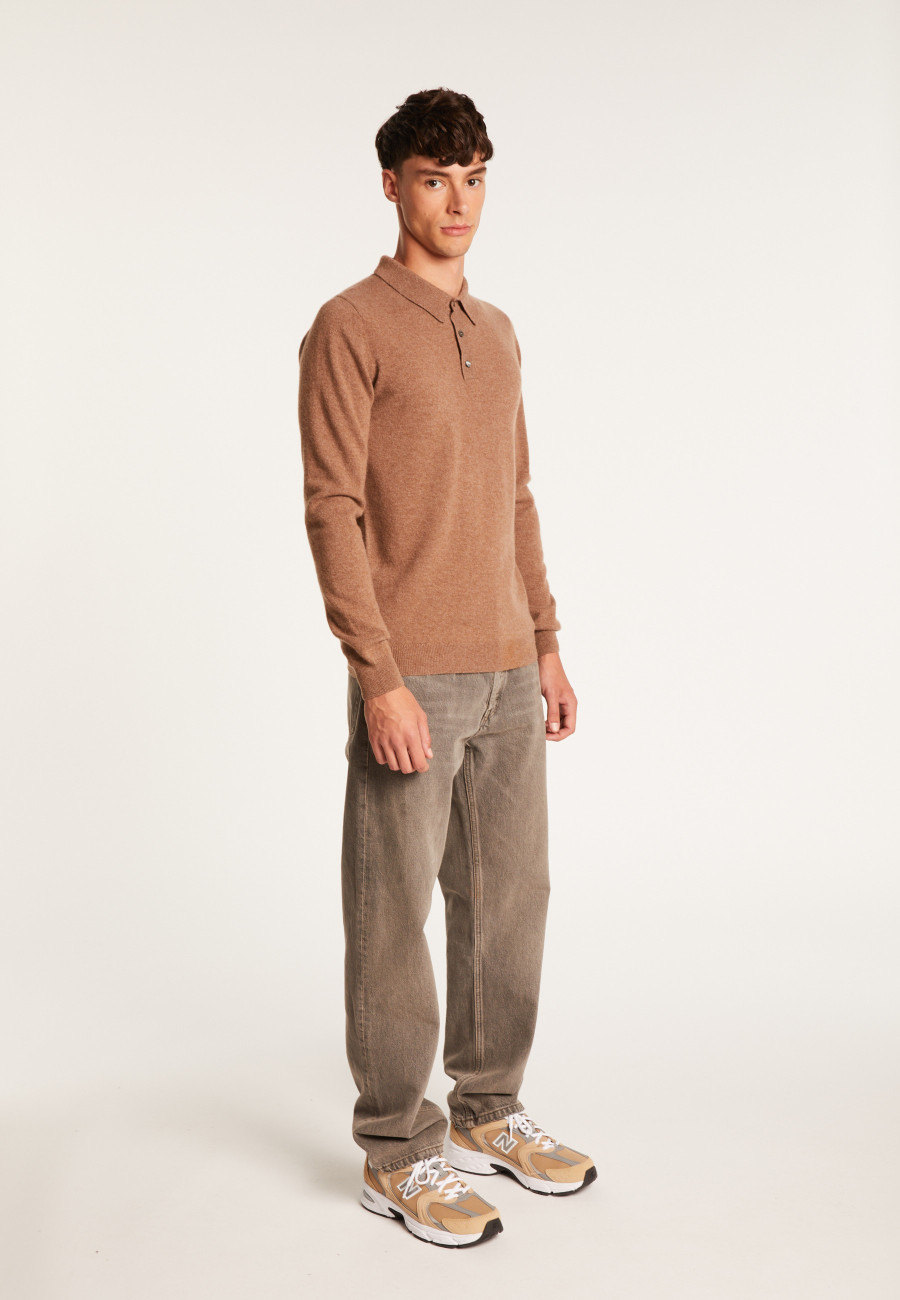 long-sleeved polo shirt in 100% cashmere-BILLY