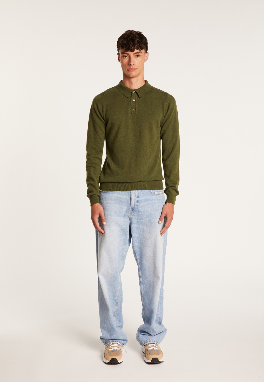 long-sleeved polo shirt in 100% cashmere-BILLY