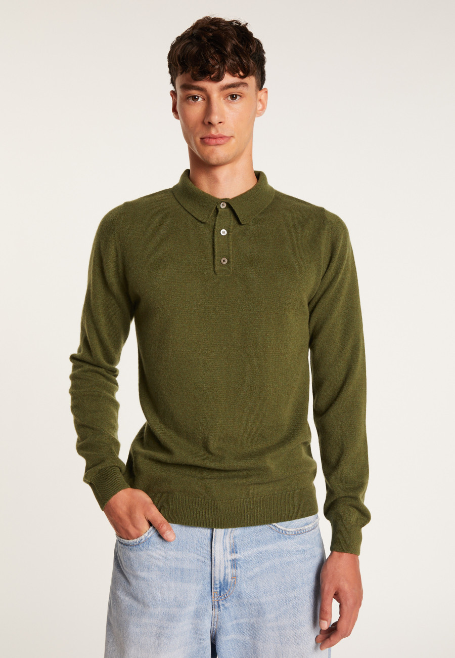 long-sleeved polo shirt in 100% cashmere-BILLY